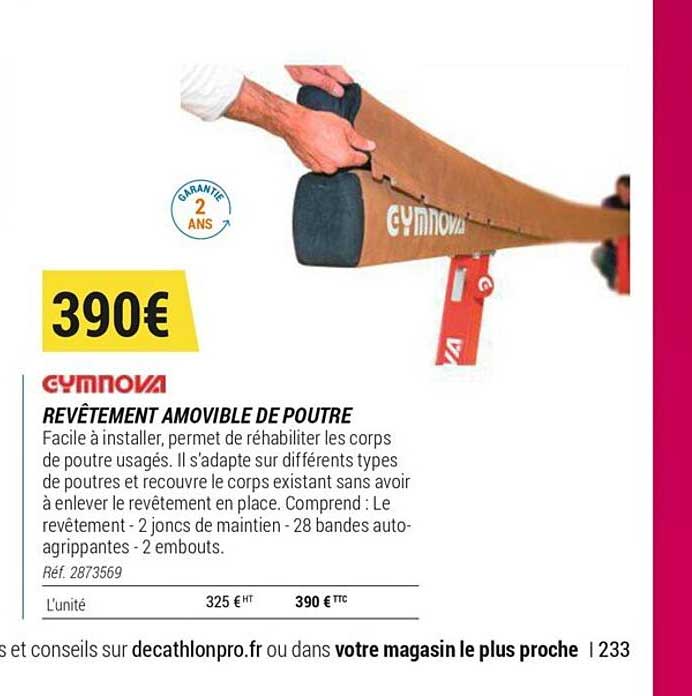 revêtement amovible de poutre gymnova