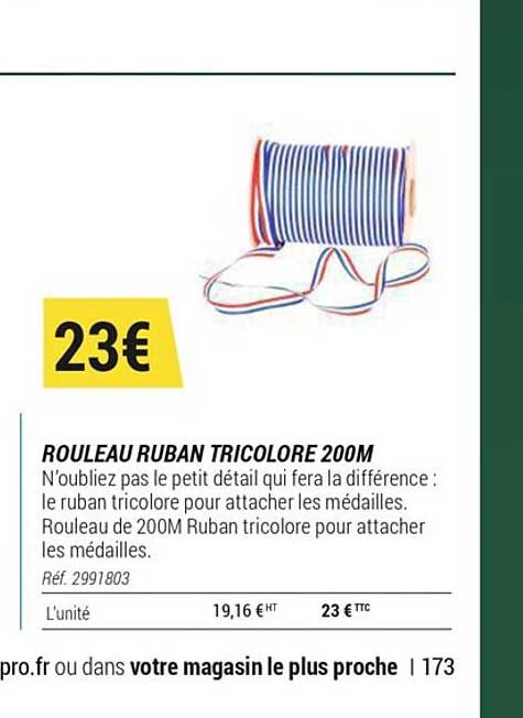 rouleau ruban tricolore 200m