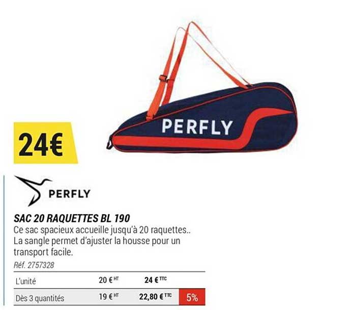 sac 20 raquettes bl 190 perfly