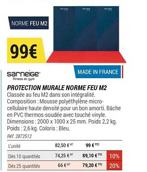 sarneige protection murale norme feu m2