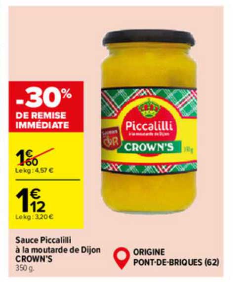 Sauce Piccalilli à La Moutarde De Dijon Crown's