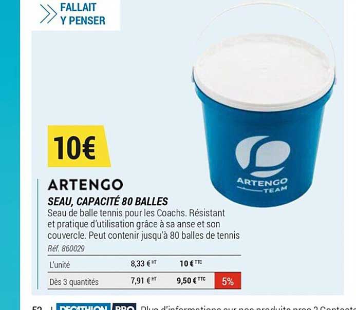 seau, capacité 80 balles artengo