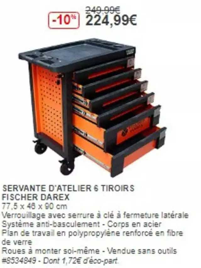 servante d'atelier 6 tiroir s fischer darex