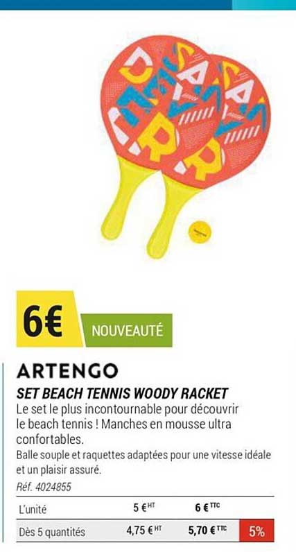set beach tennis woody racket artengo