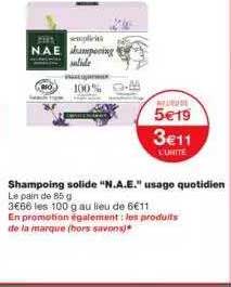 shampoing solide "n.a.e." usage quotidien