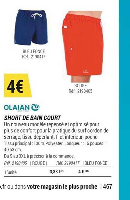 short de bain court olaian