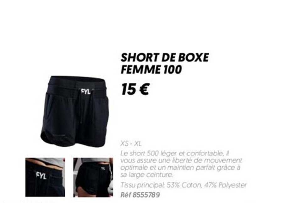 short de boxe femme 100