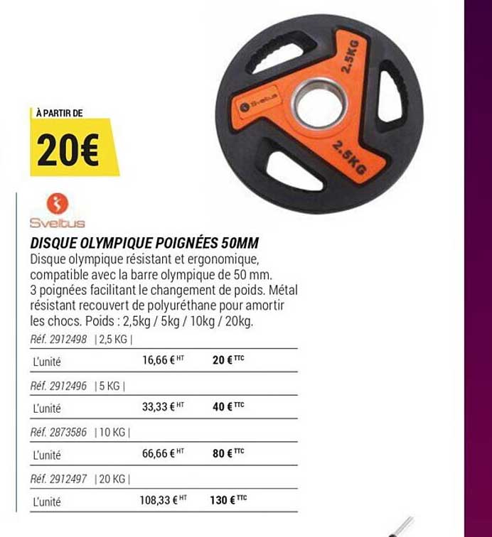 sveltus disque olympique poignées 50mm