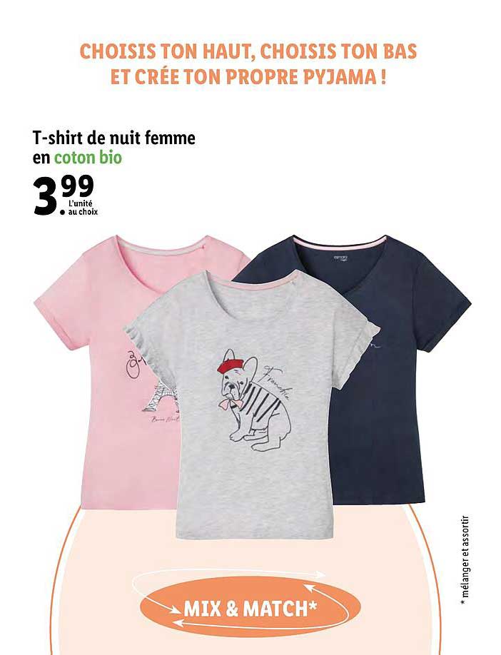 t-shirt de nuit femme en coton bio