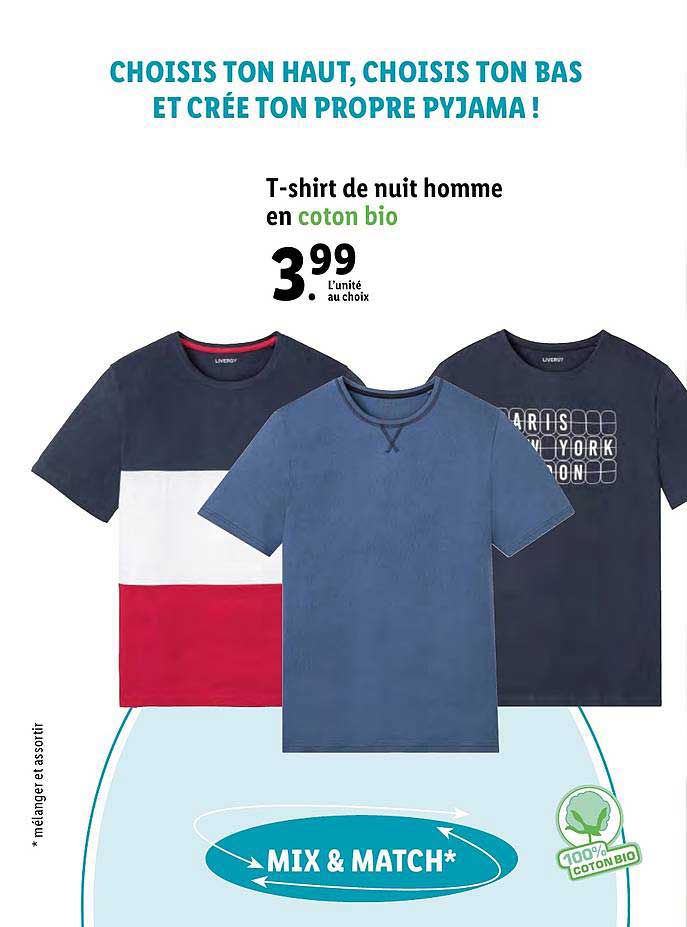 t-shirt de nuit homme en coton bio