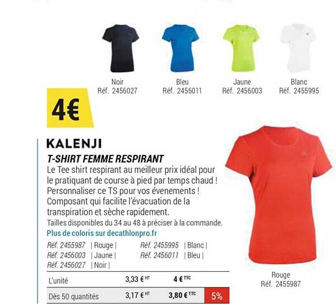 t-shirt femme respirant kalenji