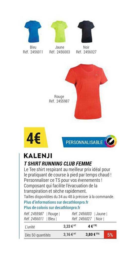 t-shirt running club femme kalenji
