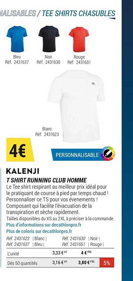 t-shirt running club homme kalenji