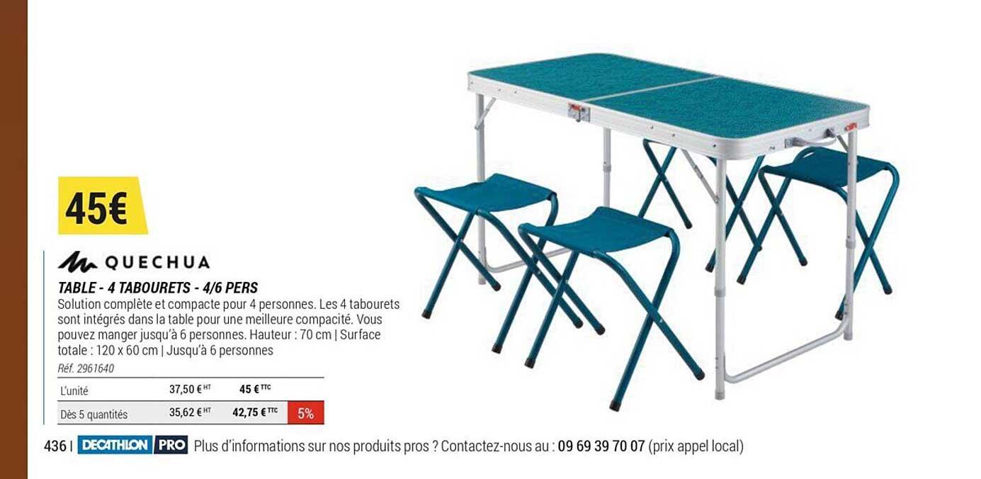 table - 4 tabourets - 4-6 pers quechua