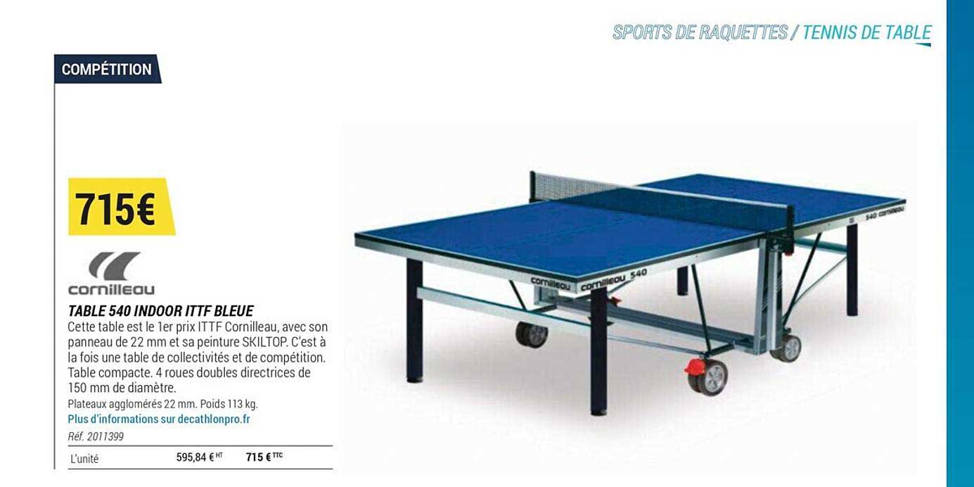 table 540 indoor ittf bleue cornilleau