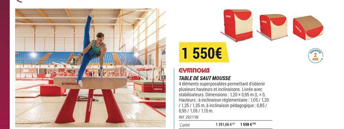 table de saut mousse gymnova