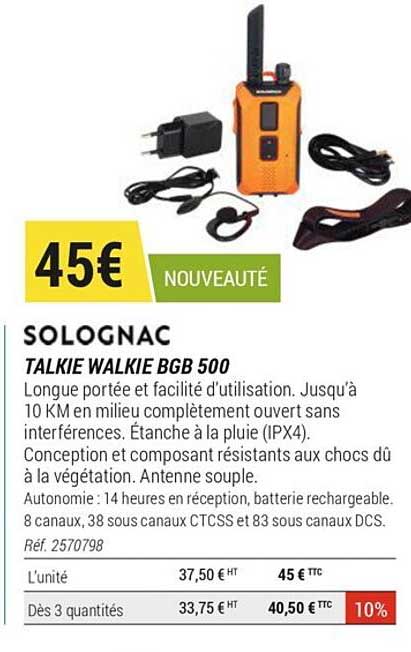 talkie walkie bgb 500 solognac