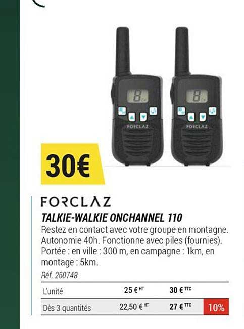 talkie-walkie onchannel 110 forclaz