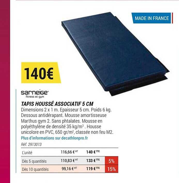 tapis houssé associatif 5 cm sarneige