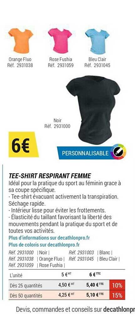 tee-shirt respirant femme