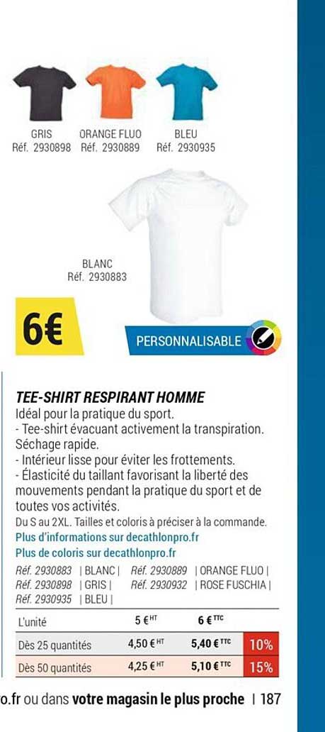 tee-shirt respirant homme