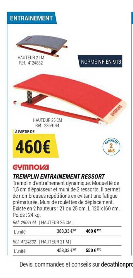 tremplin entrainement ressort gymnova