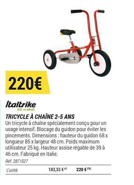 tricycle à chaîne 2-5 ans italtrike