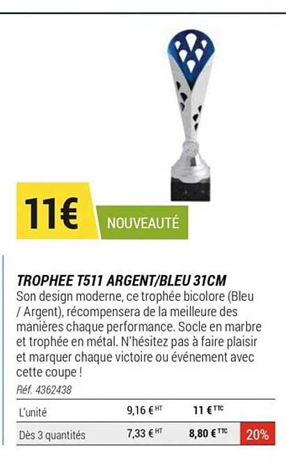 trophée t511 argent-bleu 31 cm