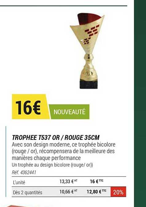 trophée t537 ir - rouge 35cm