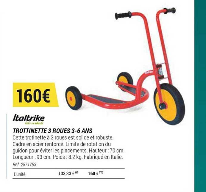 trottinette 3 roues 3-6 ans italtrike