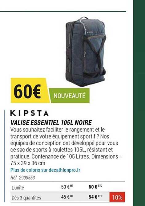 Valise Essentiel 105 L Noire Kipsta