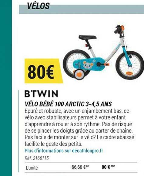 vélo bébé 100 arctic 3-4,5 ans btwin