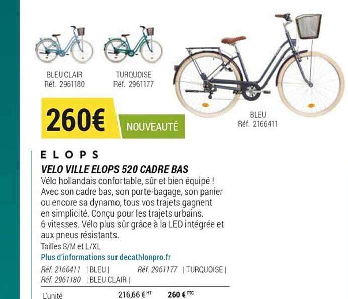vélo ville elops 520 cadre bas
