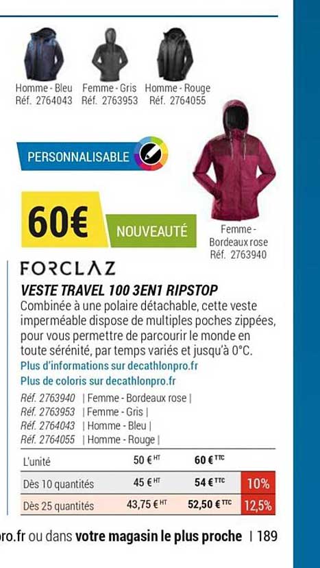 veste travel 100 3 en 1 ripstop