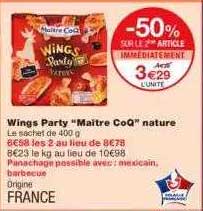 wings party "maître coq" nature