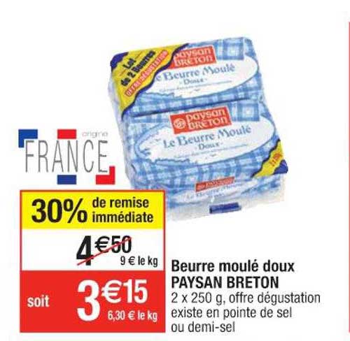 beurre moulé doux paysan breton