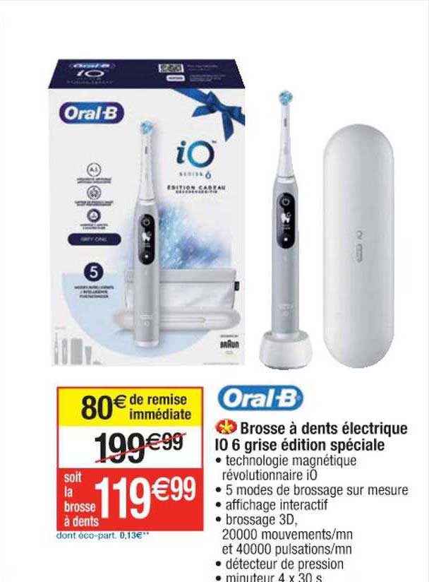 brosse à dents électrique 10 6 grise édition spéciale oral-b