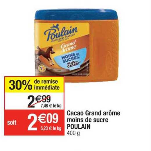 cacao grand arôme moins de sucre poulain