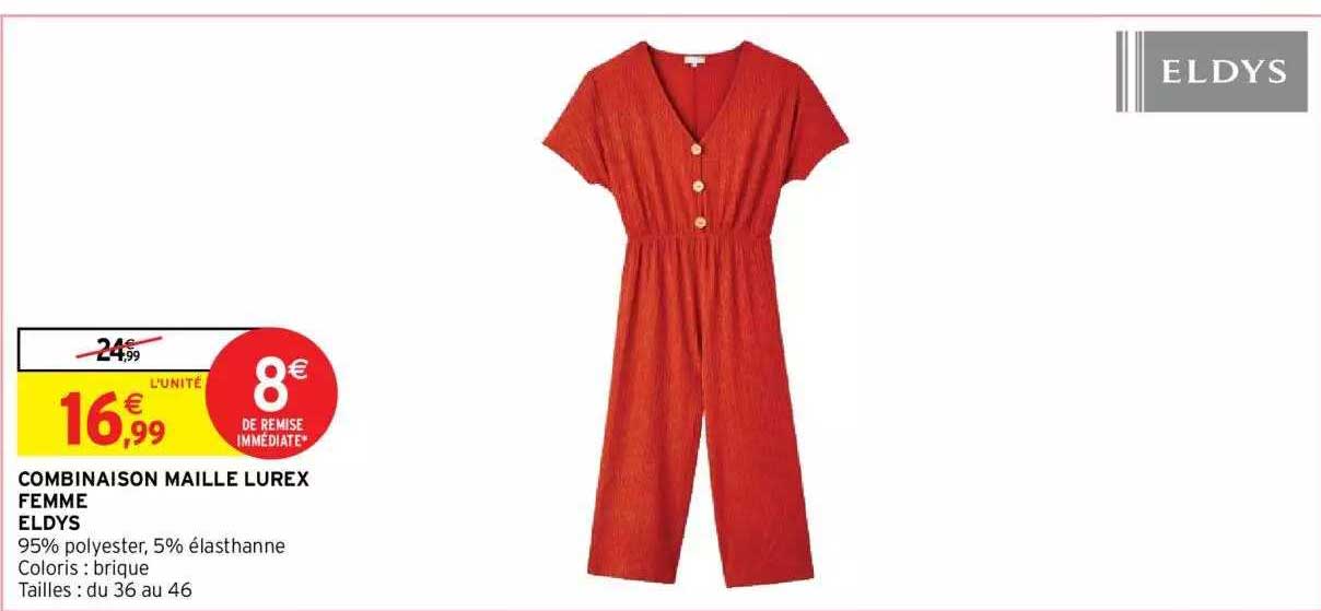 combinaison maille lurex femme eldys