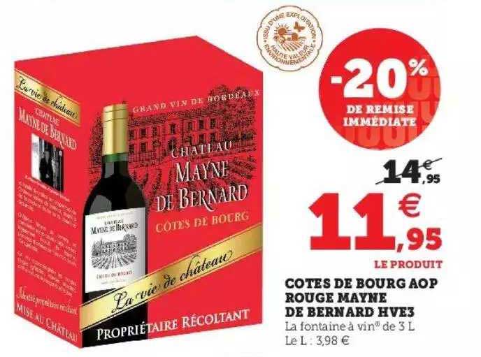 côtes de bourg aop rouge mayen de Bernard hve3