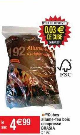 cubes allume-feu bois compressé brasia