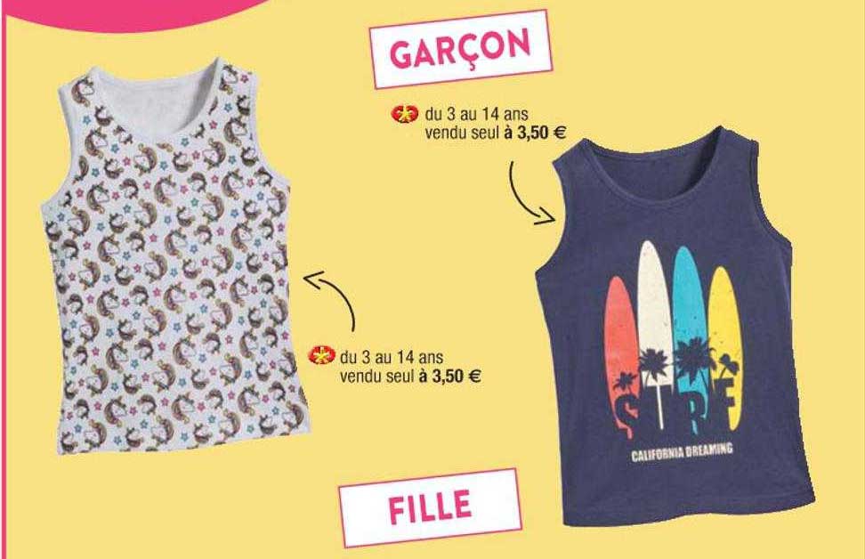 débardeur fille du 3 au 14 ans , débardeur garçon du 3 au 14 ans