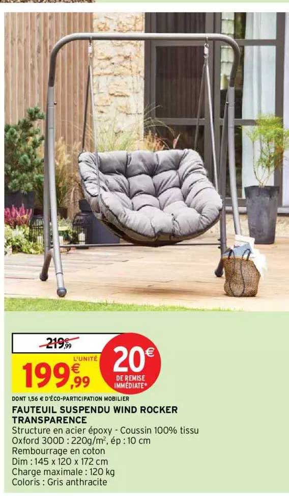 fauteuil suspendu wind rocker transparence