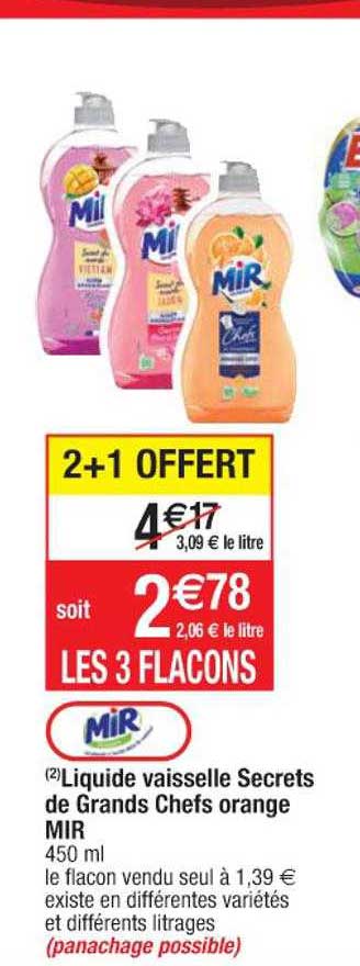 liquide vaisselle secrets de grands chefs orange mir