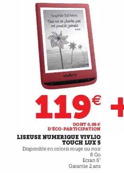 liseuse numérique vivlio touch lux 5
