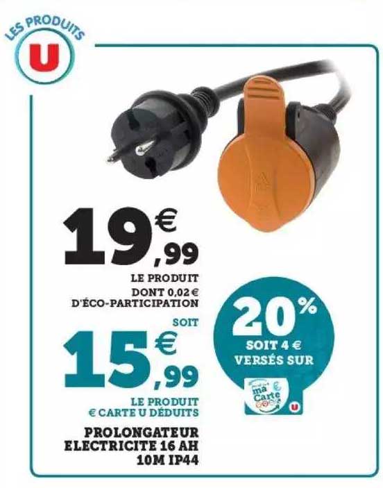 prolongateur éléctricité 16 ah 10m ip44