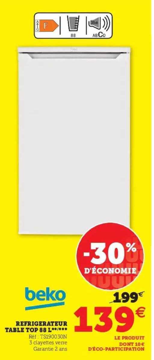 réfrigérateur table top 88 l beko
