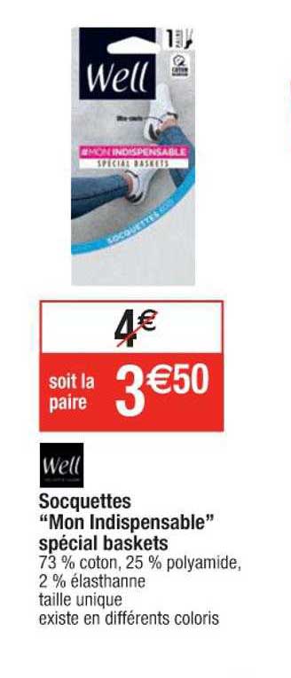 socquettes "mon indispensable" spécial baskets well