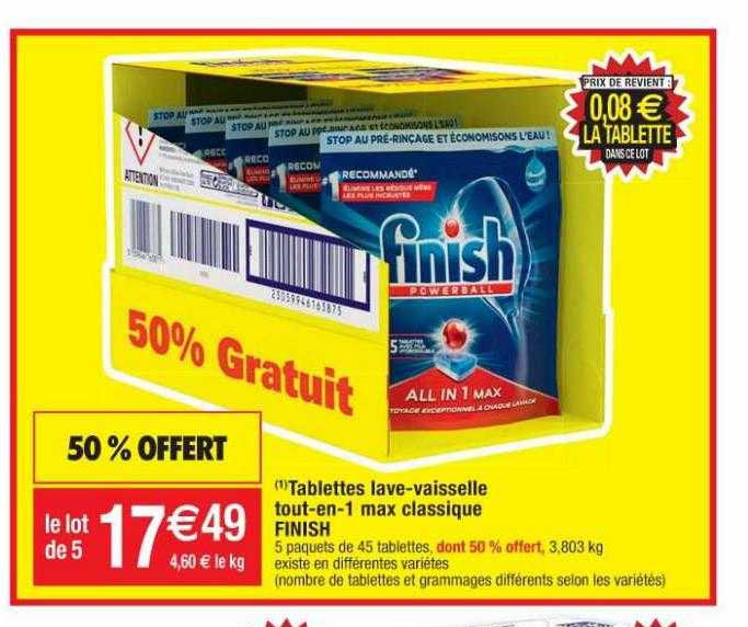 tablettes lave-vaisselle tout-en-1 max classique finish