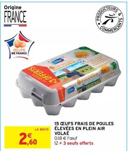 15 oeufs frais de poules élevées en plein air volaé